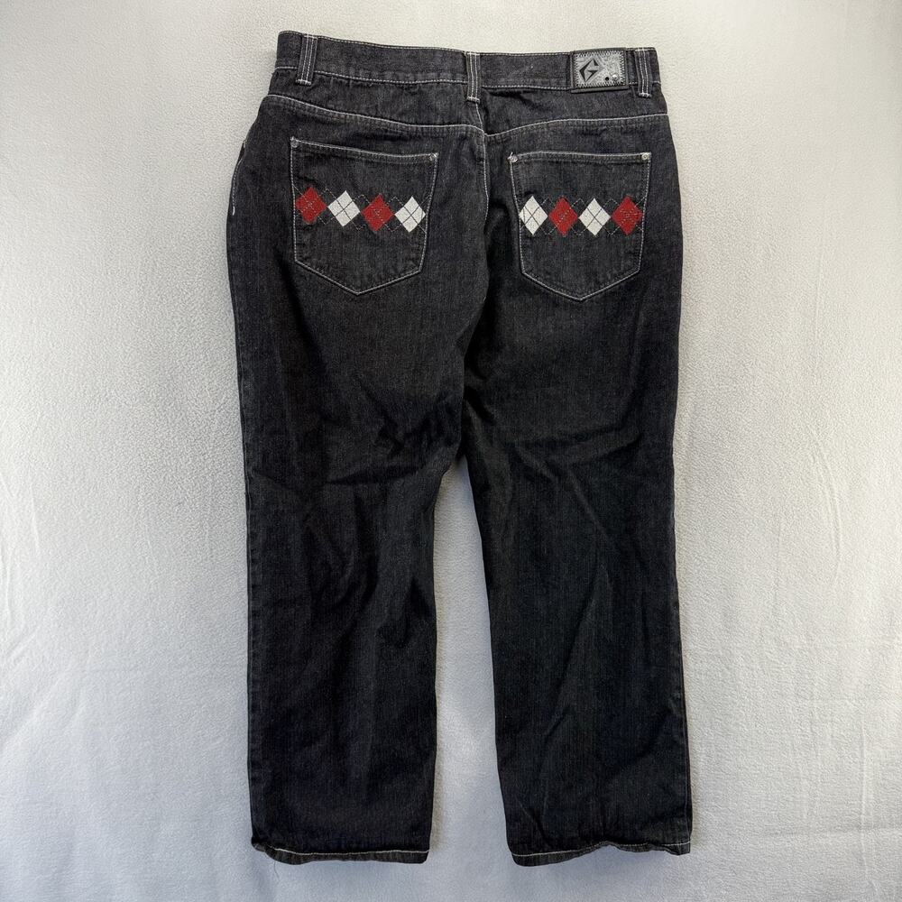 Vintage G Net Jean Men's 42x32 Fits 39x29 Black Diamond Embroidered Baggy y2k